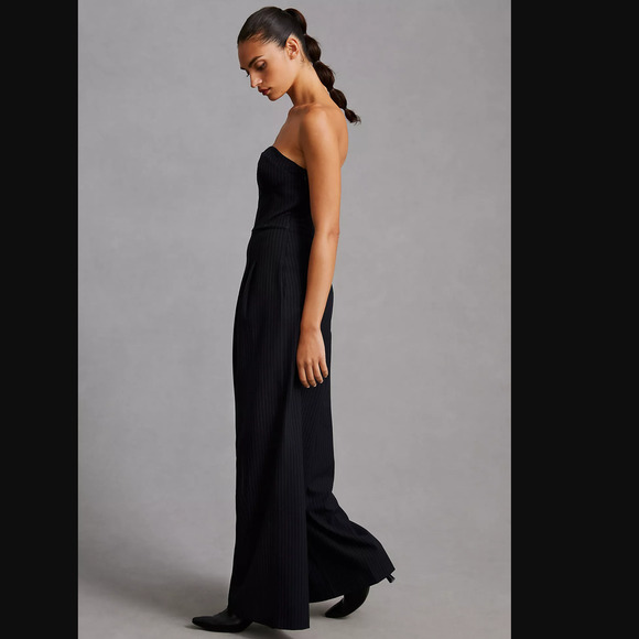 New Anthropologie Pinstripe Tailored Jumpsuit - Size 16 Tall - Picture 3 of 8